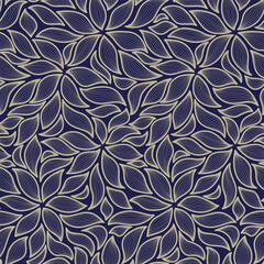 seamless abstract dark blue and gold floral background