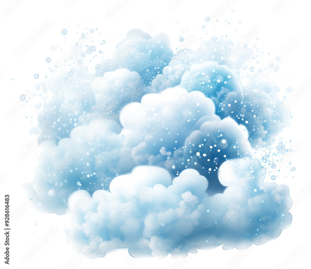 Wall mural Fluffy blue watercolor clouds art