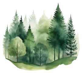 Fototapeta premium PNG Serene watercolor forest landscape