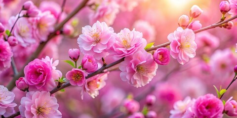 Obraz premium Incredibly beautiful pink flowers blooming in the spring , delicate, pastel, blossoms, petals, nature, vibrant, fresh, garden