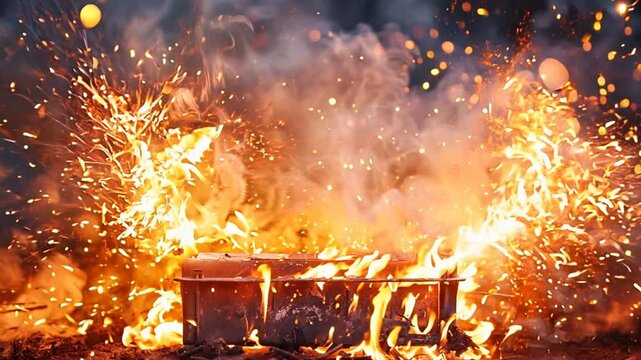 Battery fire explosion