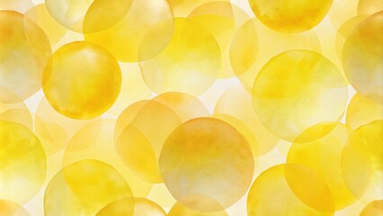 Watercolor  yellow circles on white paper. Seamless repeating pattern for design.