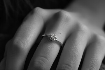 hand with engagement ring