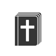 The Bible icon in silhouette. Closed book with a cross on cover in a graphic style. Pictogram for web design, mobile app, logo template. Faith, religion, church concept. Isolated vector illustration