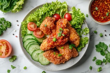 Fototapeta premium Chicken with Fermented Shrimp Paste Sambal