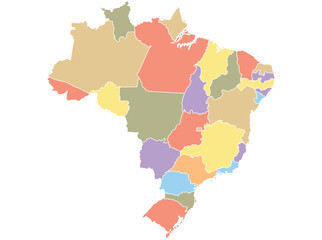 Map of Brazil by region in different colors.