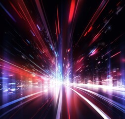 Fototapeta premium anime-style Dynamic Abstract Light Trails on a Pathway of Speed and Motion, Digitally Enhanced against a Black Background, Embracing the Concept of Kinetics,Anime-Style,illustration,Picture BooksFor P