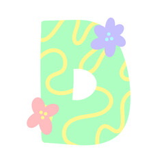 Lettre D d'un alphabet coloré avec un motif