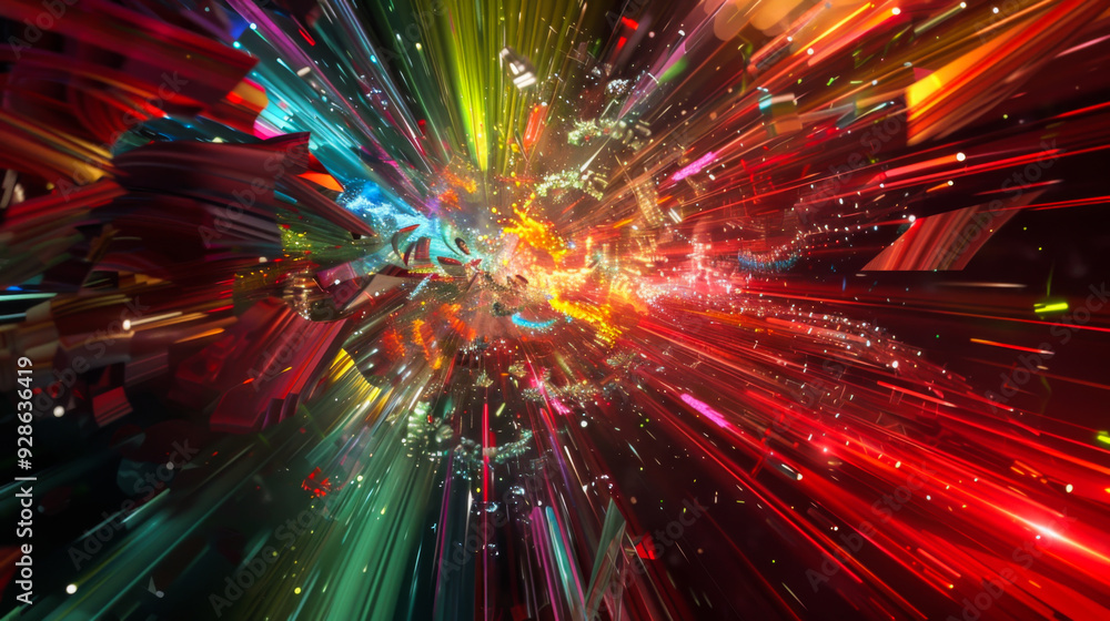 Aufkleber a colorful explosion of light and color in all shapes and sizes. the image is abstract and carries a