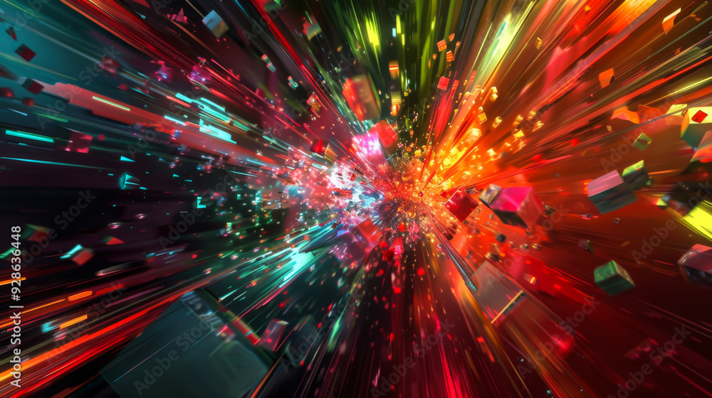 Aufkleber a colorful explosion of light and color in all shapes and sizes. the image is abstract and carries a