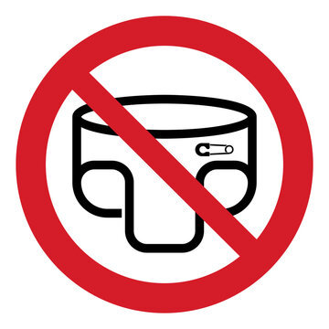 ISO prohibition safety signs_baby diaper changing not allowed symbol and pictogram only size 1 x 1 round shape