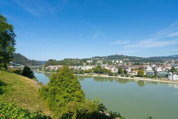 Danube river panorama in Linz, Austria