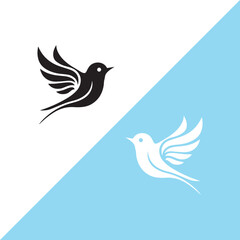 Obraz premium Illustration silhouette icon of two birds in different background