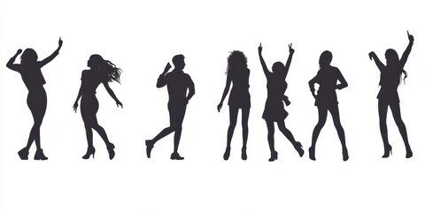 Obraz premium Silhouettes of diverse people enjoying a celebration together in an energetic atmosphere