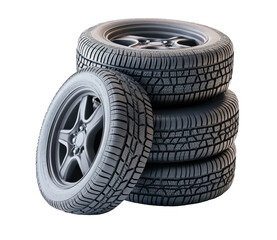 Obraz premium Stacked car tires on transparent background