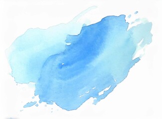 Light Blue Watercolor Paint On White Background For Design