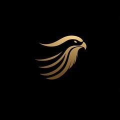 Obraz premium A stylized golden eagle logo on a black background, representing strength and elegance.