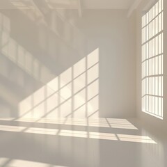 Obraz premium Minimalist White Empty Studio with Dynamic Light Shadows 