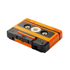 Fototapeta premium Retro orange and black cassette tape on transparent background 