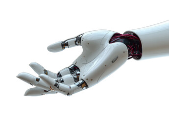 Futuristic robotic hand with exposed wiring

