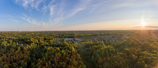 Aerial View of Forest at Sunset