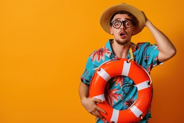 A creative guy holds a lifeline with surprise
