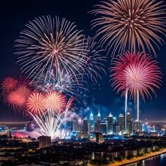 fireworks over the city