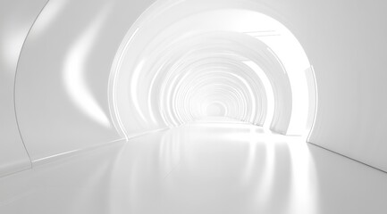 Obraz premium A sleek, entirely white tunnel that showcases a striking minimalist and futuristic interior design aesthetic