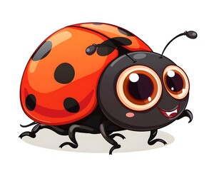 Naklejka premium Cute Cartoon Ladybug with Friendly Smile on White Background