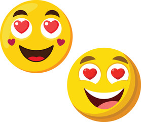 Smile emoji with heart eyes set of smiles