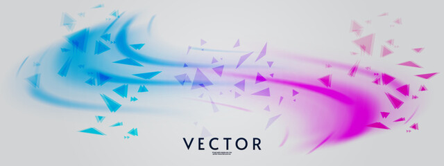 Aurora element design on white background. Background aurora with triangle elements template. Northern lights. Vector illustration. Design for background, wallpaper, postcard, web, banner, cover.