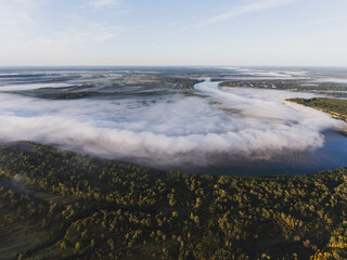 Foggy River Valley at Sunrise