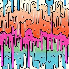 Fun dripping paint effect digital pattern with whimsical ink splodge graphic design. Playful summer party fun backdrop to wall and paper artwork in repeatable cover