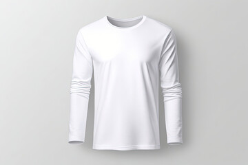 Blank white long sleeve t-shirt isolated on white background.