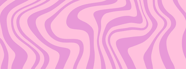 Groovy Waves Background. Psychedelic Abstract Wavy Curves Vector Pattern in 1970s Hippie Retro Style for Print on Textile, Wrapping Paper, Web Design and Social Media. Lilac color