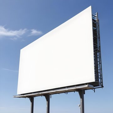 A large white adboard with copy space for your advertising on a blue sky background