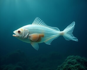 Fototapeta premium Ghost of the Ocean: A Plastic Bag Fish Haunts Our Seas