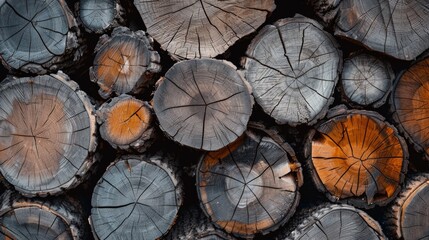 Fototapeta premium Wood stumps piles background illustration generated by ai