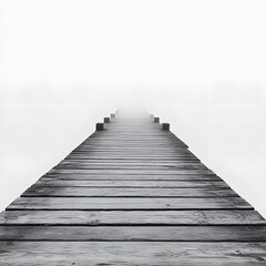Wooden Dock Leading into Fog.