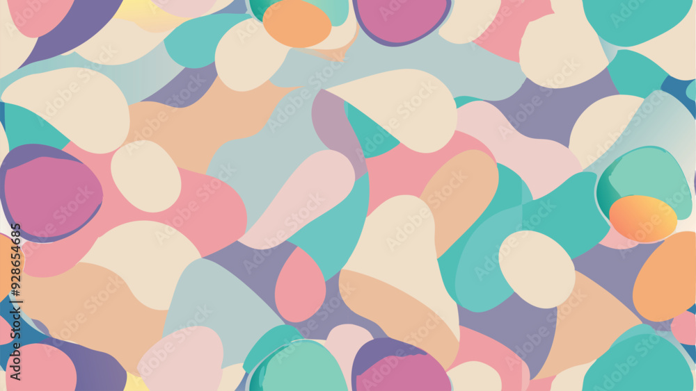 Poster an abstract geometric vector background with overlapping shapes in pastel colors. the design should 
