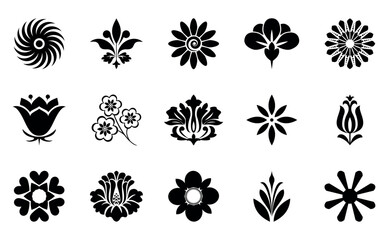 Flowers icon set. Flowers isolated on transparent background. Flowers in modern simple. Cute round flower plant nature collection. Vector illustrator