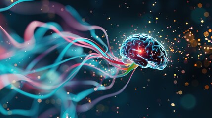 Fototapeta premium An artistic interpretation of brain power and mental agility, with abstract shapes and colors representing the complexity and versatility of human intelligence.