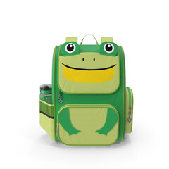 Cute cartoon green backpack. 3d realistic school bag. Back to school concept