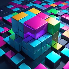 Obraz premium Futuristic 3D Puzzle with Block Effect Cutting-Edge Design