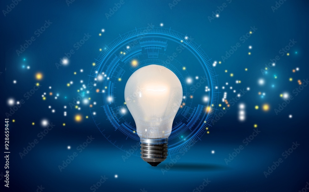 Poster generate ai technology. light bulb with brain