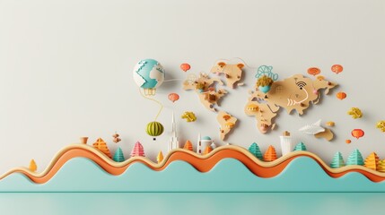 An imaginative illustration depicting the concept of global knowledge and innovation, with digital data streams flowing across continents and cultural symbols.