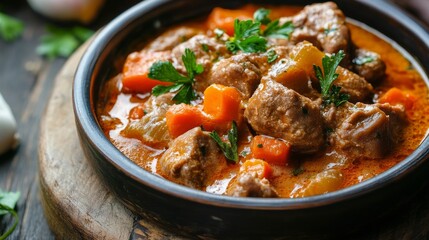 Meaty delight in creamy veggie sauce