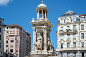 famous Jacobin fountain in Lyon, France