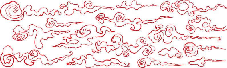 中華雲　手書きの毛筆イラスト