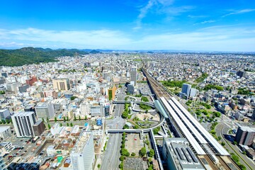 岐阜市、岐阜シティタワー43最上階展望室からの眺め